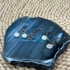 Brighton Pair Set Silver Pearl Drop Dangle Earrings